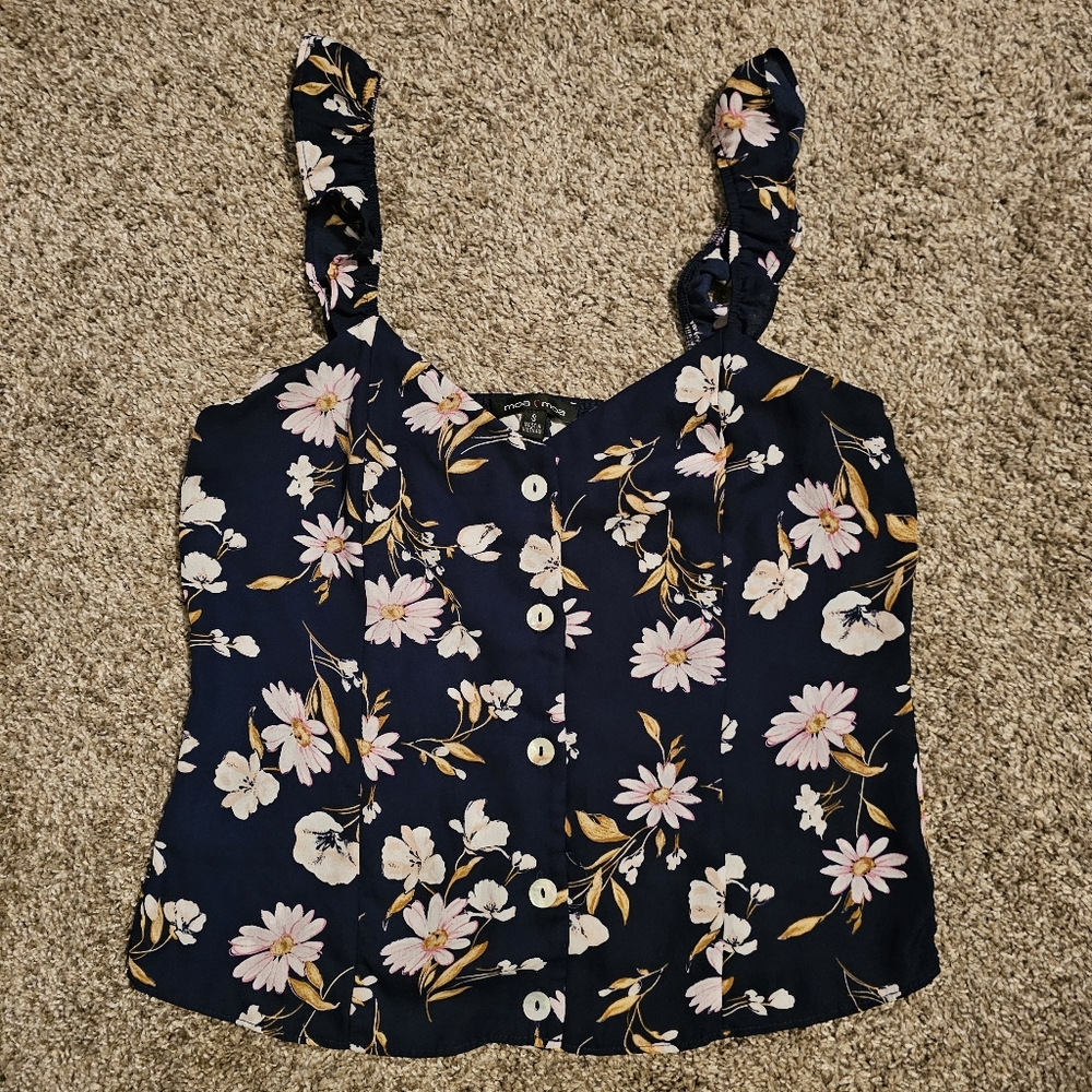 Womens Flowery Moa Moa Tank Top Blouse Size Small